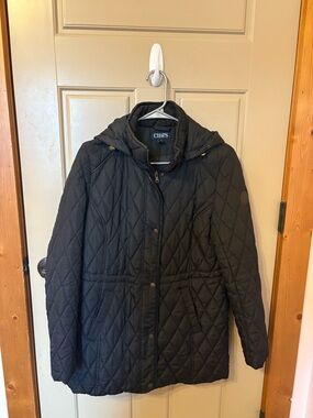 Chaps Black Quilted Hooded Puffer Jacket